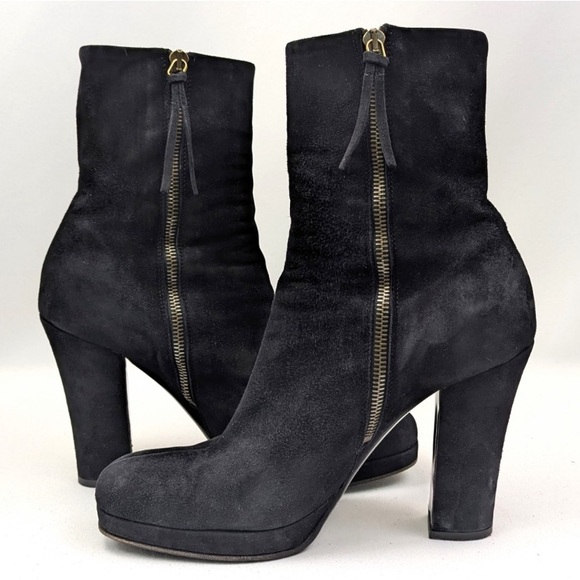 Miu Miu size 9 is a product of Prada 🖤 Black Suede Heeled Boots - Picture 5 of 12